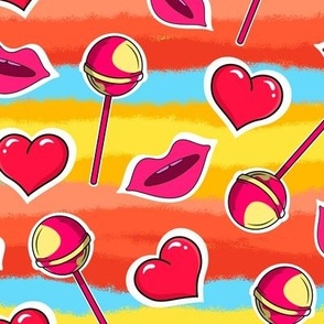 Sweethearts and Lollipops: A Whimsical Illustration of Love and Candy