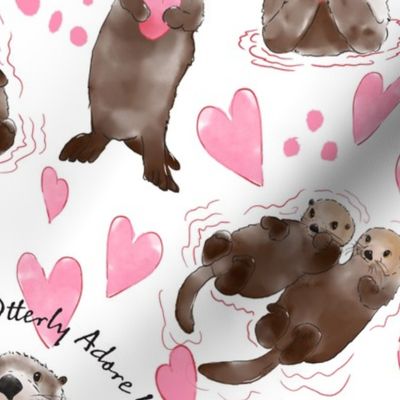 Sea Otter Valentine-on white (medium scale)