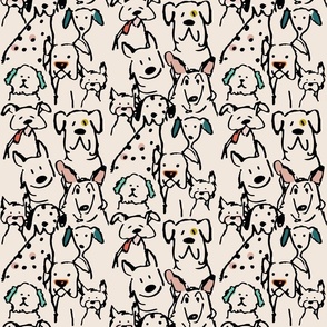 Color Pop Doodle Dogs, Mid Century Modern Palette 6inchx12inch repeat
