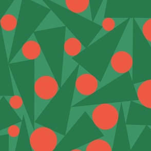 Holiday Tree & Ornament Toss Geometric | Green + Red