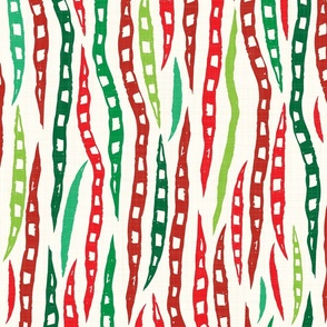 Rustic Striped Stripes Red and Green on Cream - XL