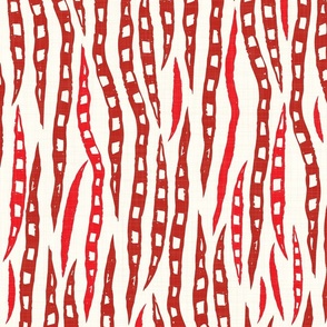 Rustic Striped Stripes Red on Cream - XL