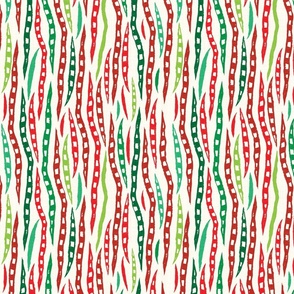Rustic Striped Stripes Red and Green on Cream - Large