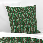 Rustic Striped Stripes Holiday Colors on Dark Green