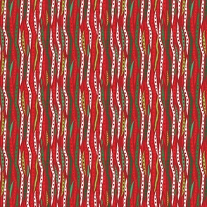Rustic Striped Stripes Holiday Colors on Dark Red