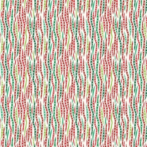 Rustic Striped Stripes Red and Green on Cream