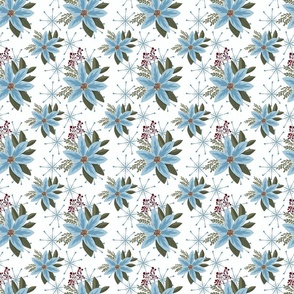Blue Winter Floral with Snoflakes