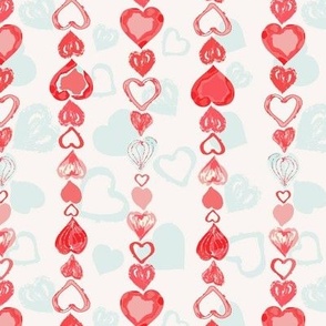 Valentines Chained Hearts in Cream Pink