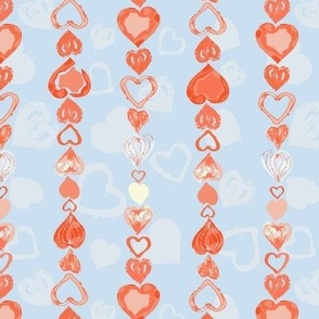 Valentines Chained Hearts in Blue Orange