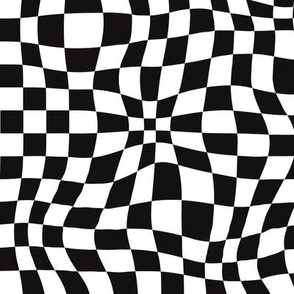 Black white groovy checkers
