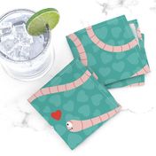 (XL) Funny Valentine: cute worms in love turquoise