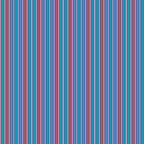 Blue, pink, teal and red stripes - Small scale