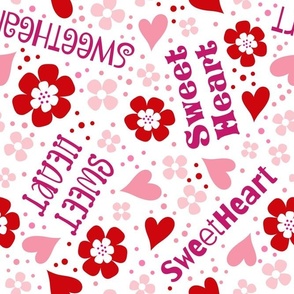 Large Scale Sweetheart Valentine Floral on White