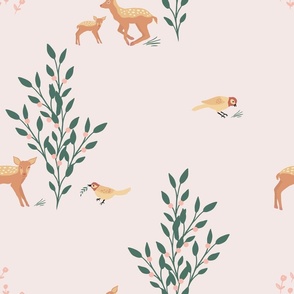Seamless pattern Sweet Wildlife pink