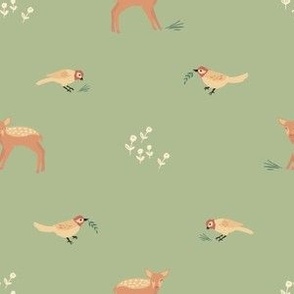 Seamless pattern bambi olive