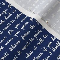 Handwritten White Script Quote Text on Police Box Blue