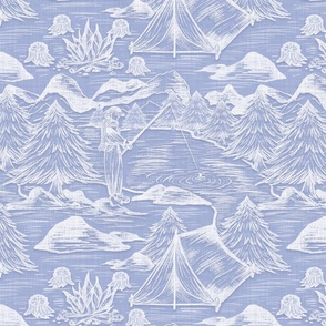 Camping in the Spring Woods Toile de Jouy (Blue)