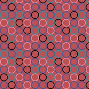 Random teal, pink, blue and black circles - Medium scale