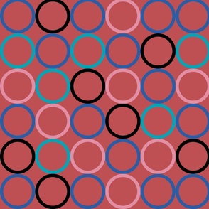 Random teal, pink, blue and black circles - Large scale