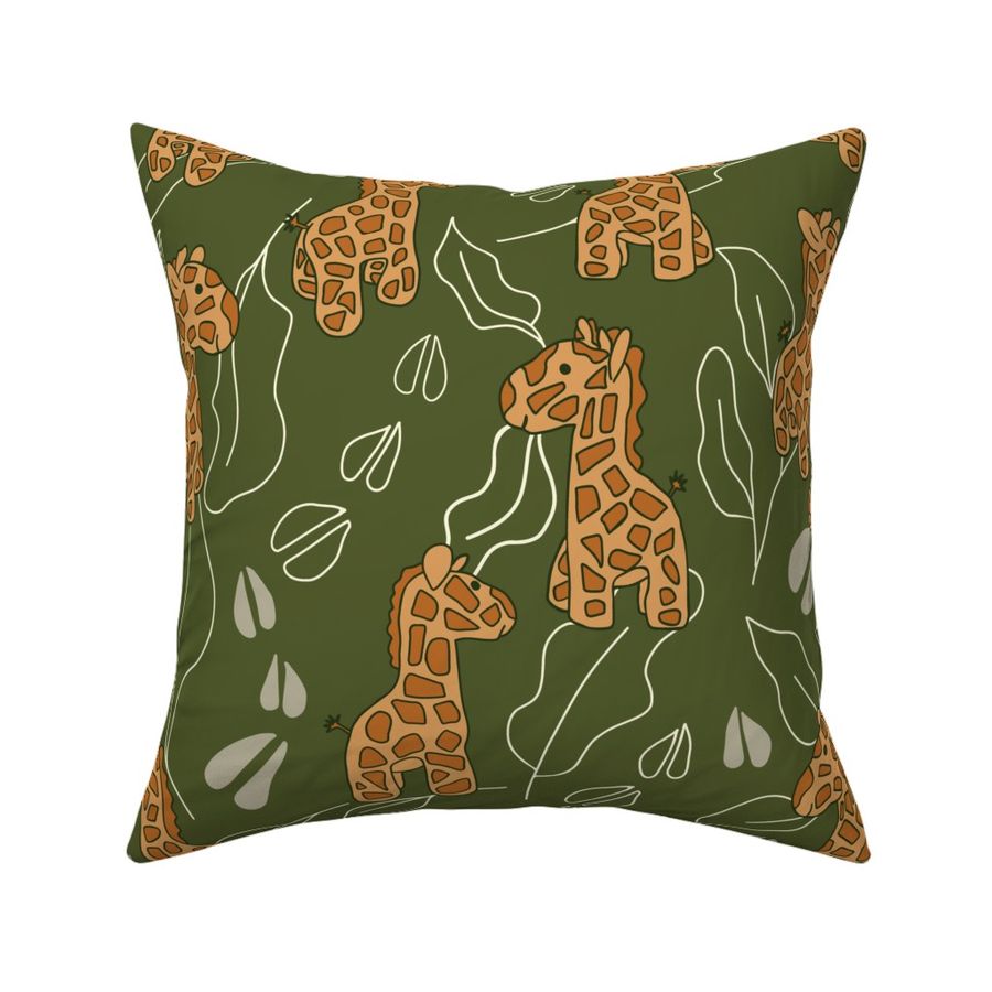 Large || Brown & Green || Wondering Wild Animal Giraffe 