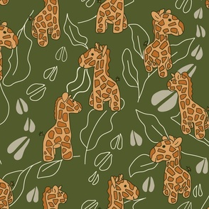 Large || Brown & Green || Wondering Wild Animal Giraffe 