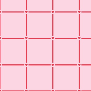 Valentines Grid of Hearts - Pink and Red