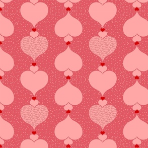 Pink hearts in lines of different sizes with the smallest heart being red - small scale