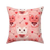 Cute Kawaii Cat Valentines Day - Light Pink