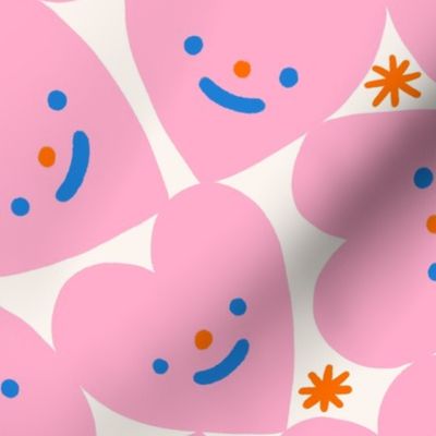 Smiley pink hearts - large scale