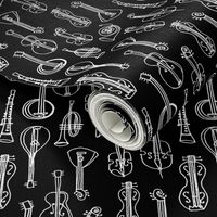 Music Instruments // black and white hand-drawn vintage instruments