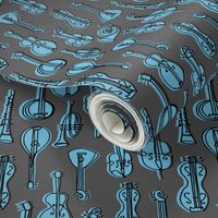 Music Instruments - Charcoal/Soft Blue