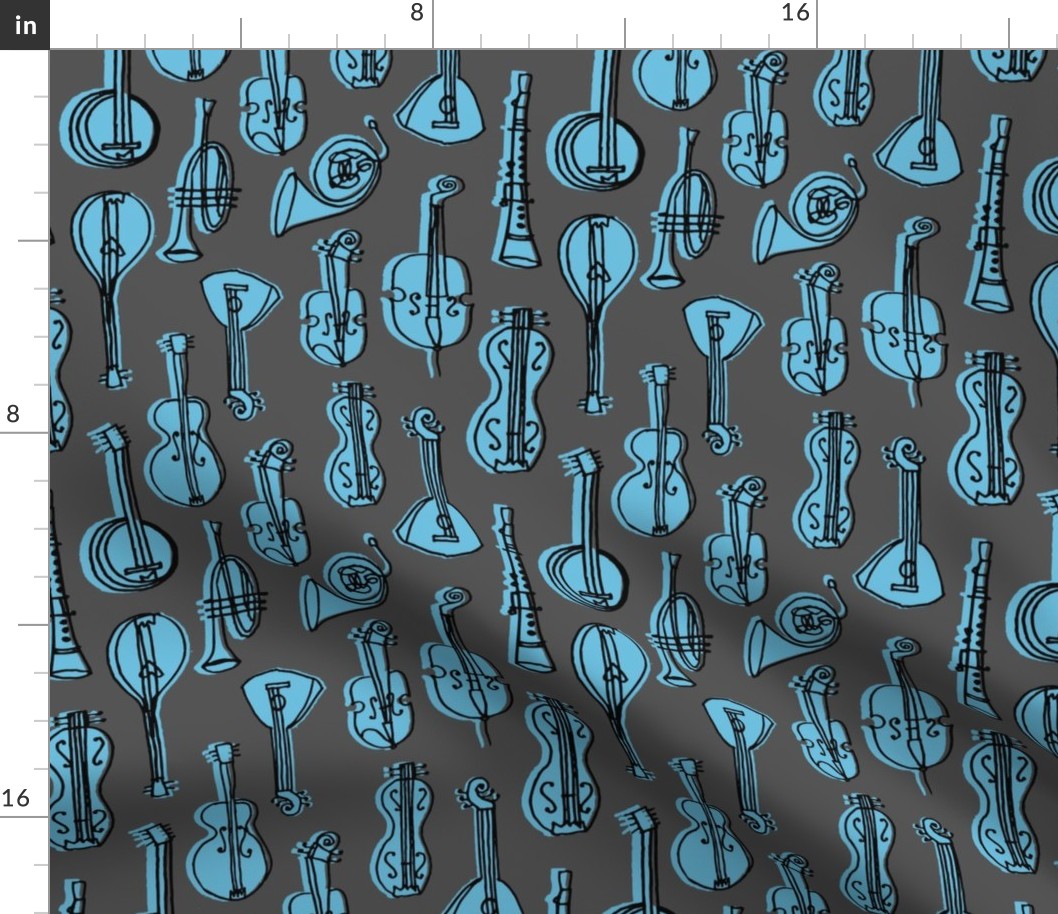 Music Instruments - Charcoal/Soft Blue