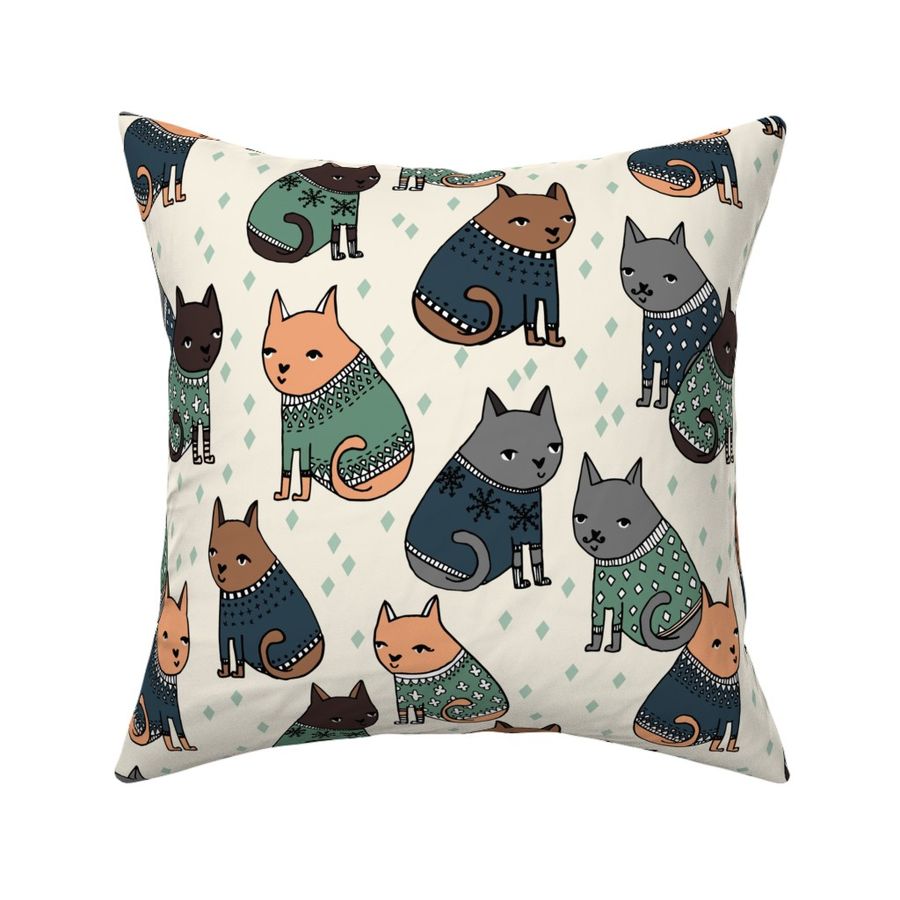 cats in sweaters // blue green and grey masculine colors for cat men and cat dads