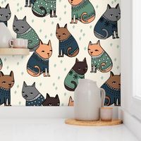 cats in sweaters // blue green and grey masculine colors for cat men and cat dads