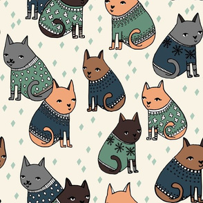 cats in sweaters // blue green and grey masculine colors for cat men and cat dads
