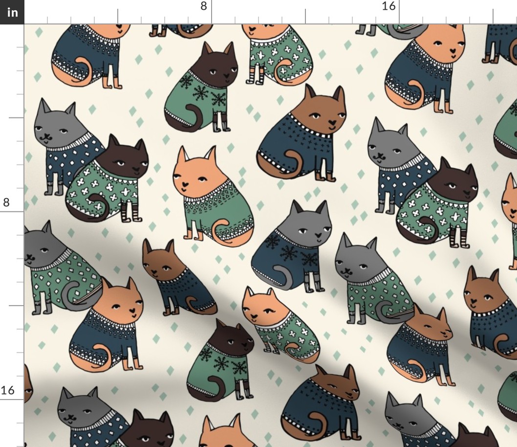 cats in sweaters // blue green and grey masculine colors for cat men and cat dads