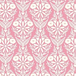 Sweet Valentine Symmetrical Floral art nouveau-Hot Pink