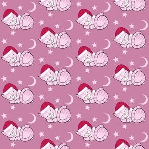 Sleepy pink Christmas cats