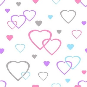 Hearts Pink Blue Purple Gray