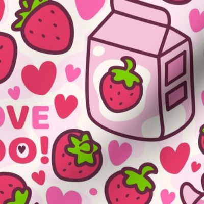 Pink Strawberry Cow  and Milk Carton