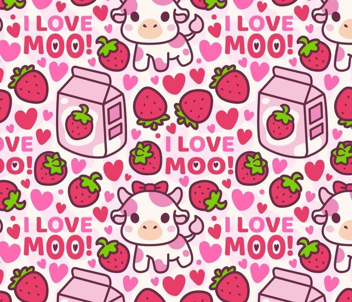 Pink Strawberry Cow  and Milk Carton