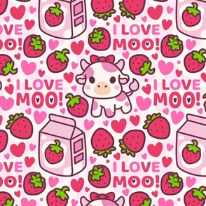 Pink Strawberry Cow  and Milk Carton