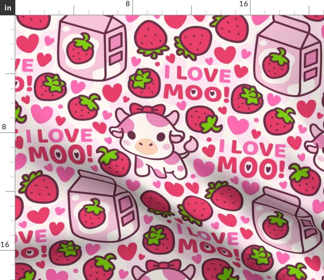 Pink Strawberry Cow  and Milk Carton