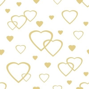 Gold Hearts on White