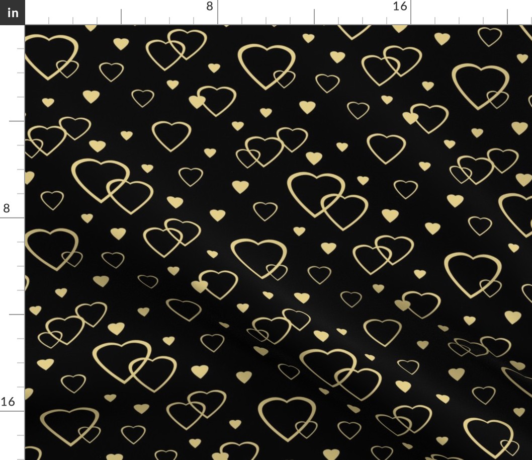 Gold Hearts on Black