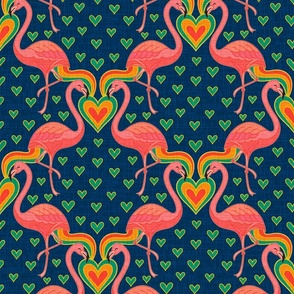 Finley Funny Flamingoes (Pink Navy) - Medium