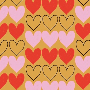 Minimal Lines of Hearts Yellow