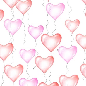Flying heart shape balloons