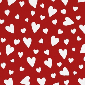 White Hearts on Red - Large Scale