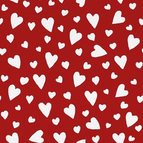 White Hearts on Red - Medium Scale